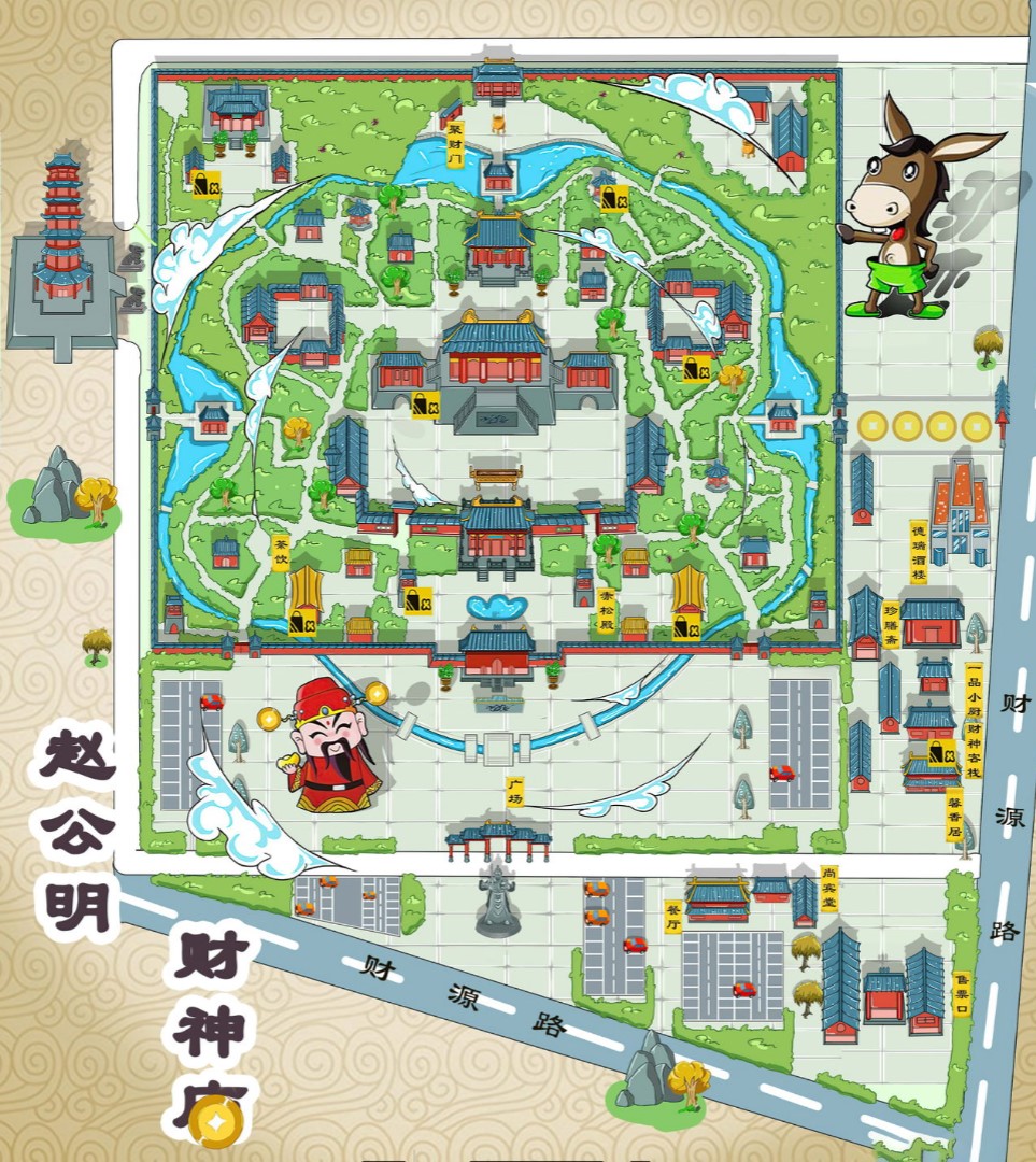 蚌埠寺庙类手绘地图